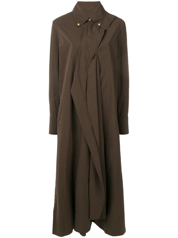 Uma Wang Draped Shirt Dress - Brown