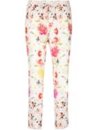 Etro Floral Print Cropped Trousers, Women's, Size: 42, White, Silk