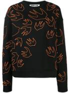 Mcq Alexander Mcqueen Swallow Embroidered Sweatshirt - Black