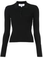Derek Lam 10 Crosby Long Sleeve Polo With Back Band Detail - Black