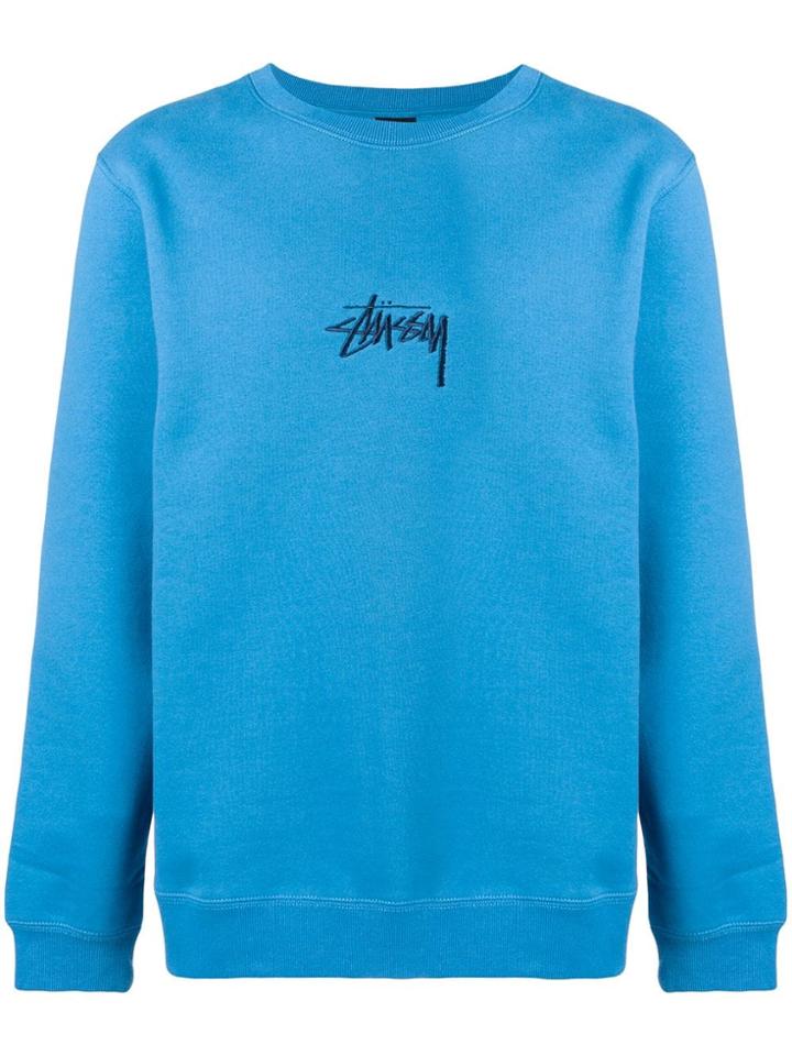Stussy Logo Embroidered Sweatshirt - Blue