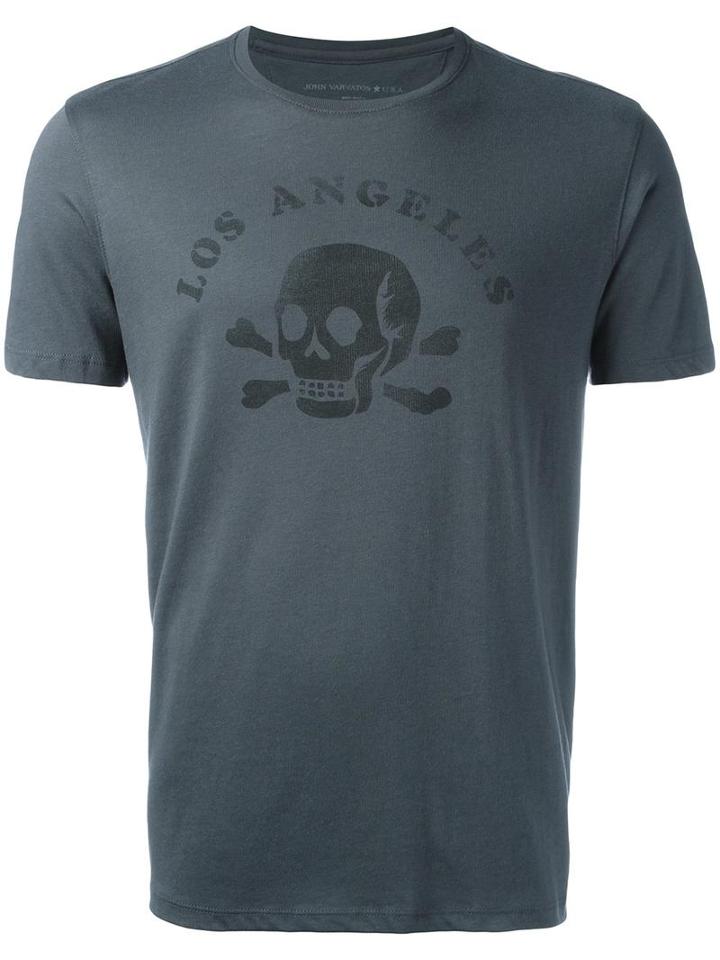 John Varvatos Skull Print T-shirt, Men's, Size: Large, Grey, Cotton/modal