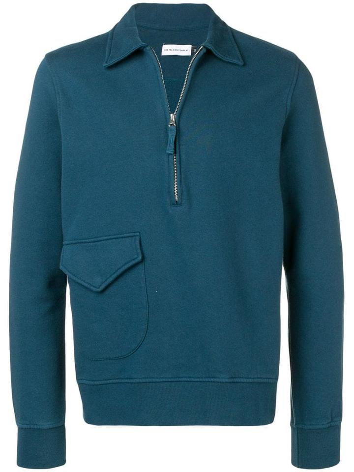 Pop Trading International Half-zip Fitted Sweater - Blue