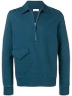 Pop Trading International Half-zip Fitted Sweater - Blue