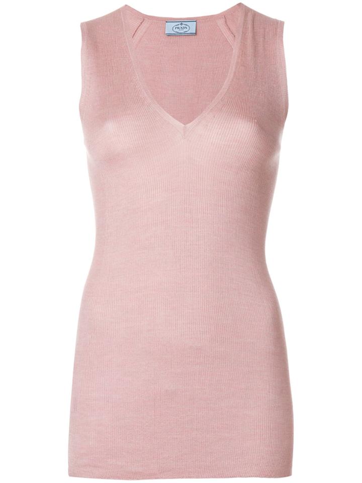 Prada Slim-fit Knitted Blouse - Pink & Purple