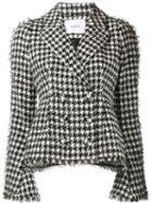 Erdem Houndstooth Boucle Jacket, Women's, Size: 12, Black, Cotton/polyamide/silk