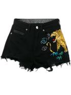 Marcelo Burlon County Of Milan - Amine Denim Shorts - Women - Cotton/spandex/elastane - 28, Black, Cotton/spandex/elastane