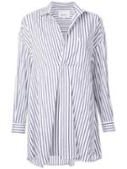 Enföld Front Pleat Striped Shirt, Women's, Size: 38, White, Cotton