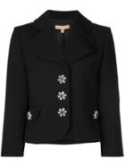 Michael Kors Bejewelled Button Fitted Jacket - Black