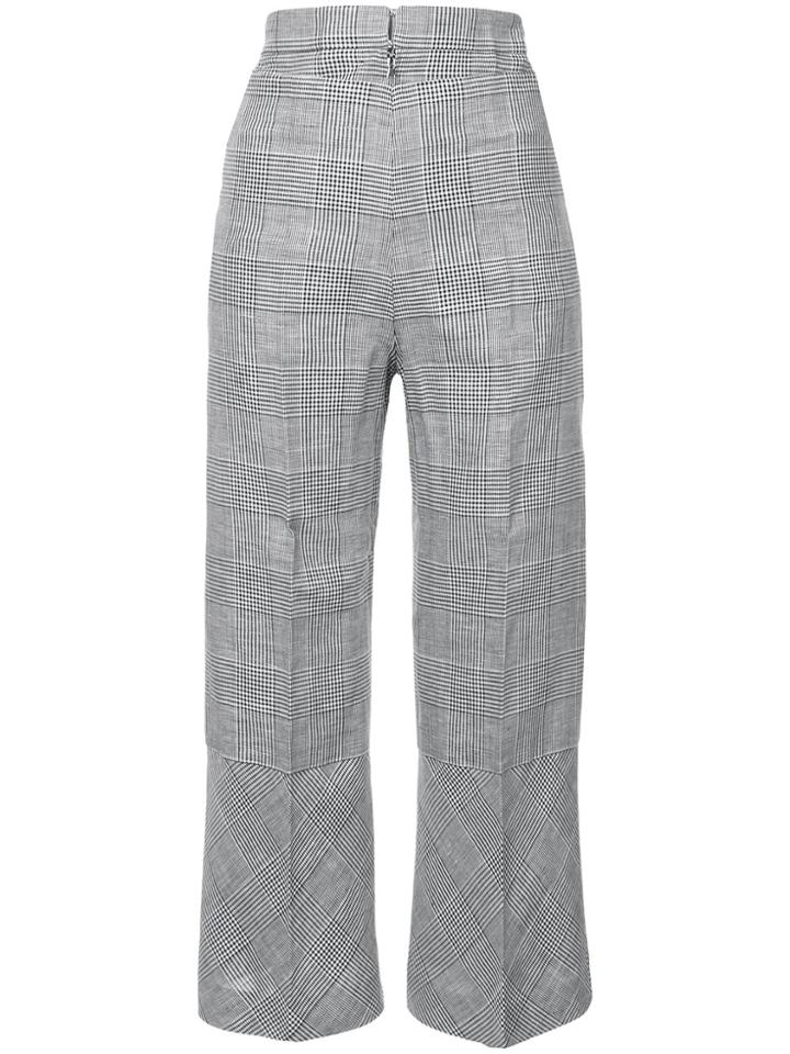 Antonio Berardi High Waisted Cropped Plaid Trousers - Black