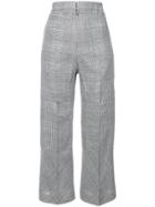 Antonio Berardi High Waisted Cropped Plaid Trousers - Black