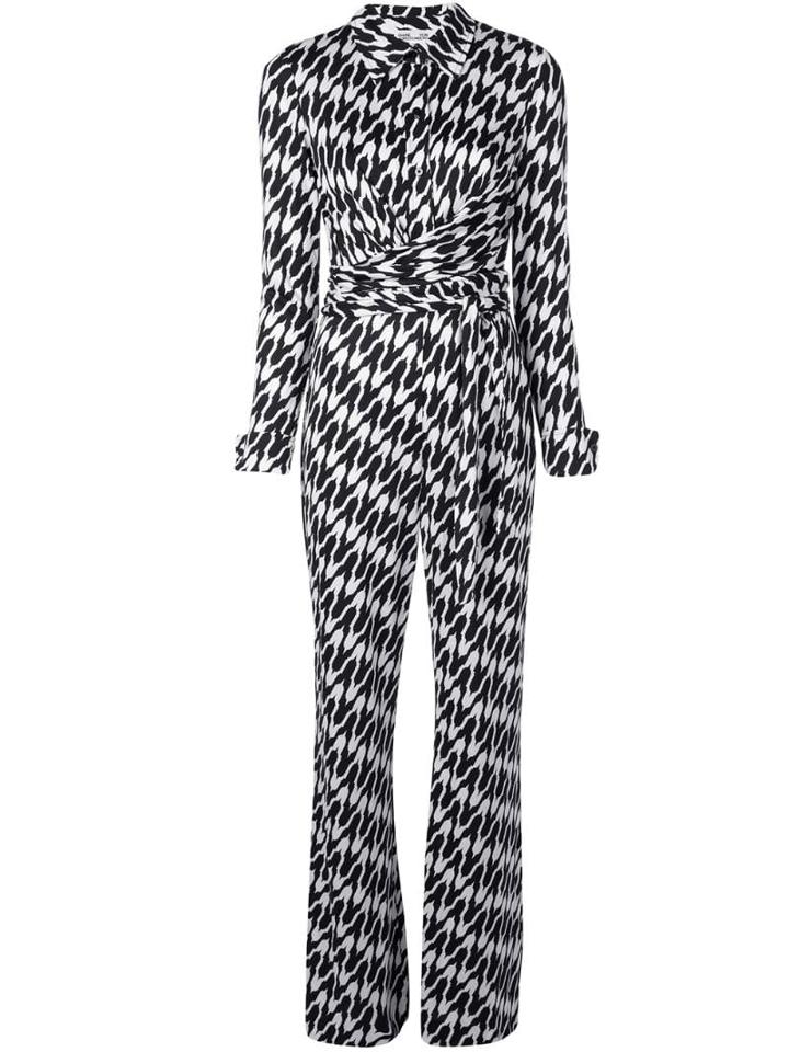 Diane Von Furstenberg Printed Shirt Jumpsuit - Black