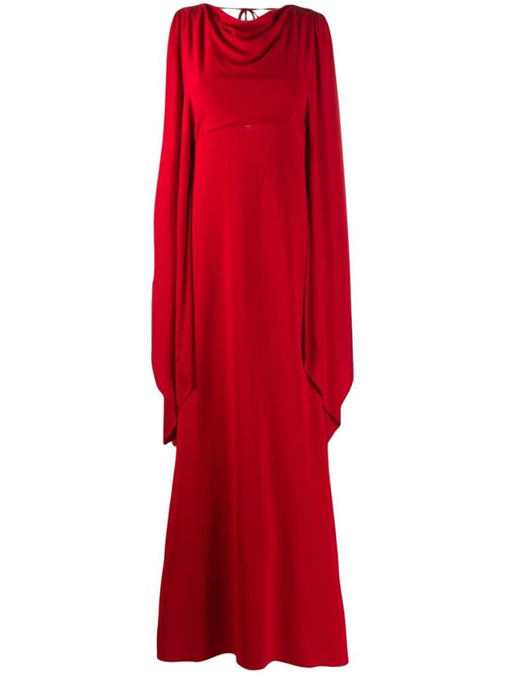 Alberta Ferretti Cape Maxi Gown - Red