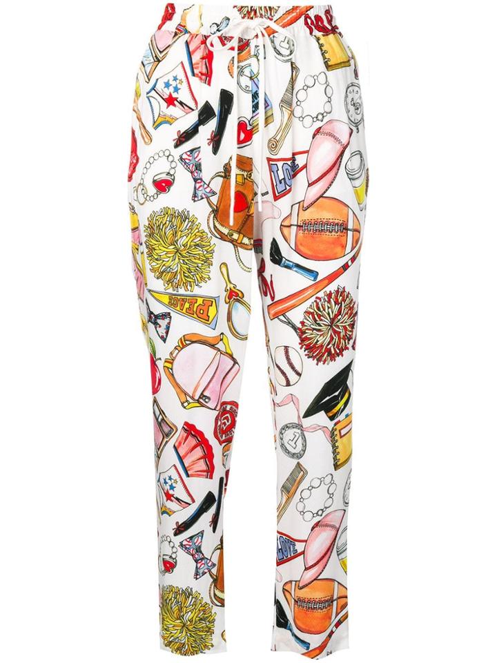 Love Moschino Printed Cropped Trousers - White