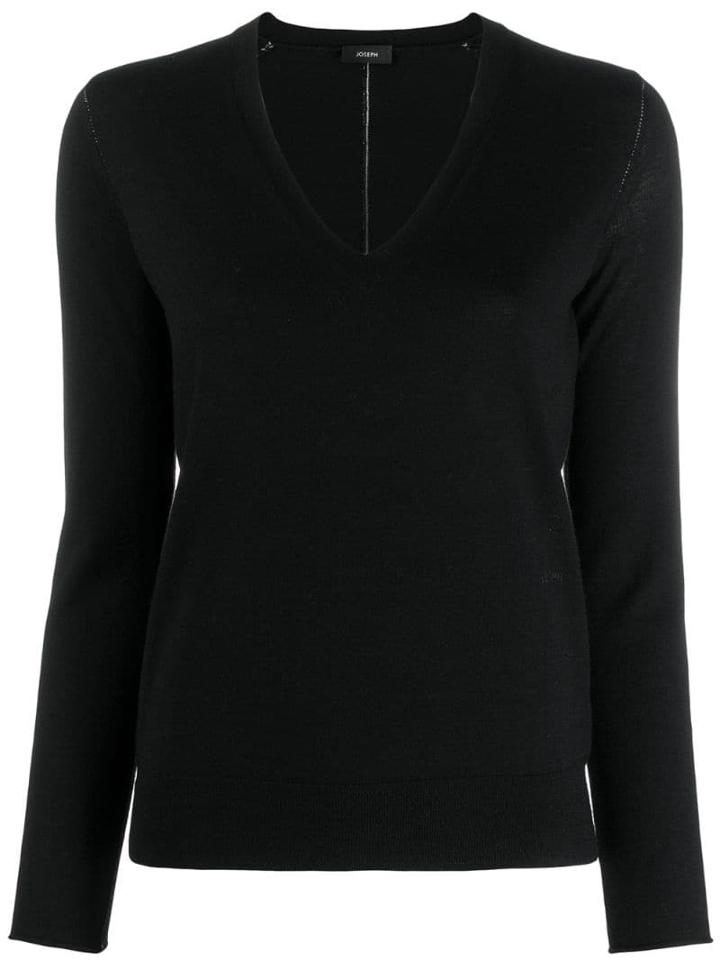 Joseph V-neck Fine Knit Jumper - Black