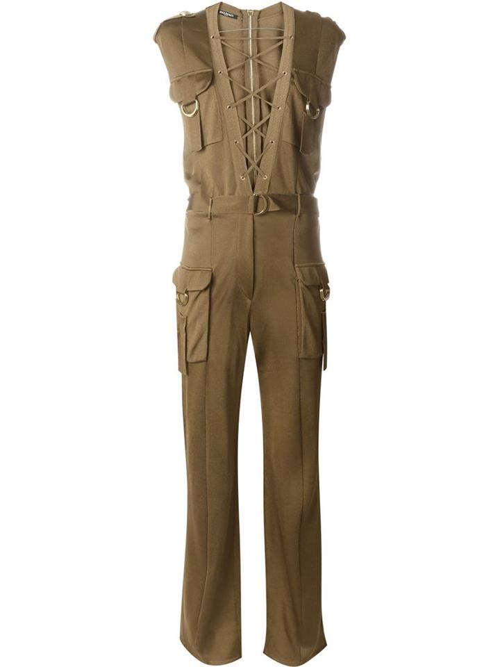 Balmain Front Lace Fastening Detail Jumpsuit