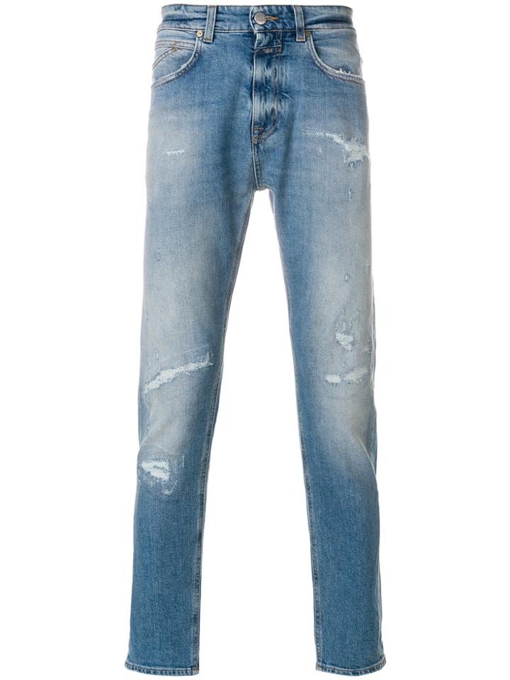 Closed Distressed Straight Leg Jeans - Blue