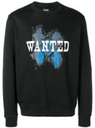 Les Hommes 'wanted' Slogan Print Sweatshirt - Black