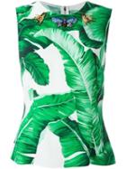 Dolce & Gabbana Embellished Banana Leaf Print Top, Women's, Size: 40, Green, Nylon/polyester/viscose/glass