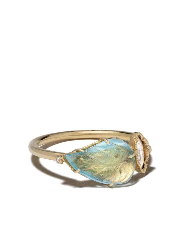 Brooke Gregson 18kt Yellow Gold Diamond Maya Leaf Ring