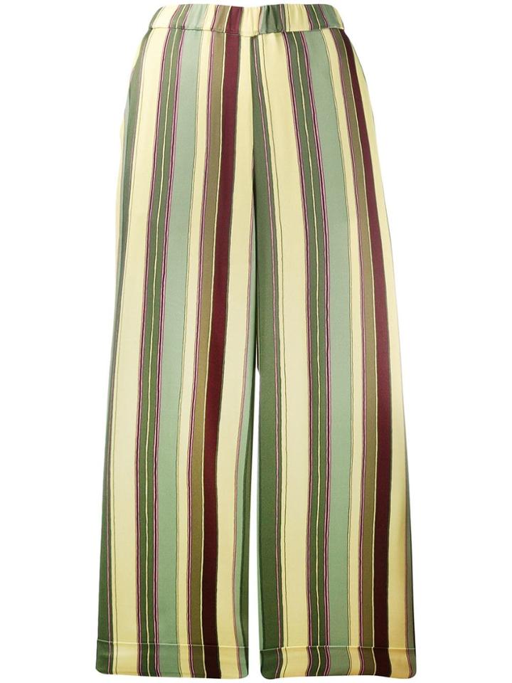Kiltie Striped Cropped Trousers - Green
