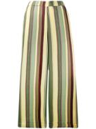Kiltie Striped Cropped Trousers - Green