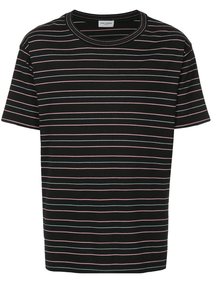 Saint Laurent Striped Short-sleeve T-shirt - Black