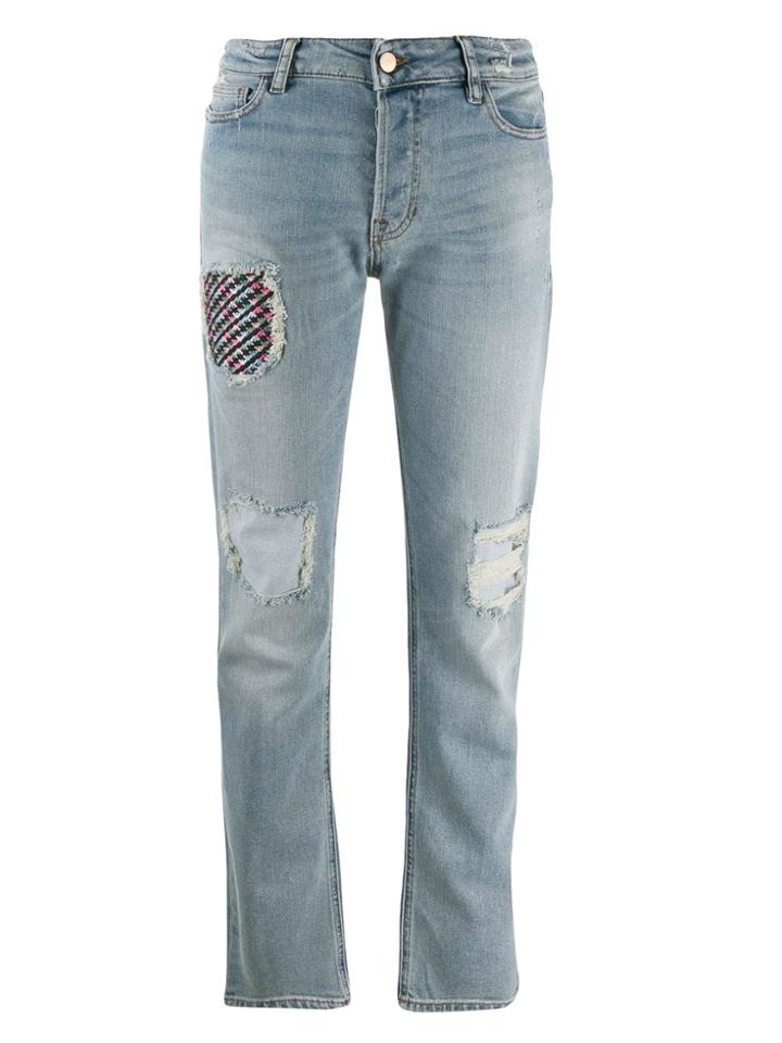 Emporio Armani Ripped Patch Jeans - Blue