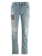 Emporio Armani Ripped Patch Jeans - Blue