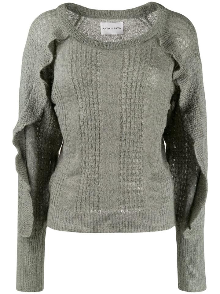 Antik Batik Ruffle Trim Jumper - Green