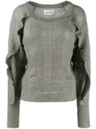 Antik Batik Ruffle Trim Jumper - Green
