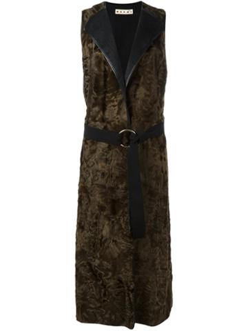 Marni Sleeveless Fur Coat, Women's, Size: 38, Brown, Polyamide/cashmere/lamb Fur/virgin Wool