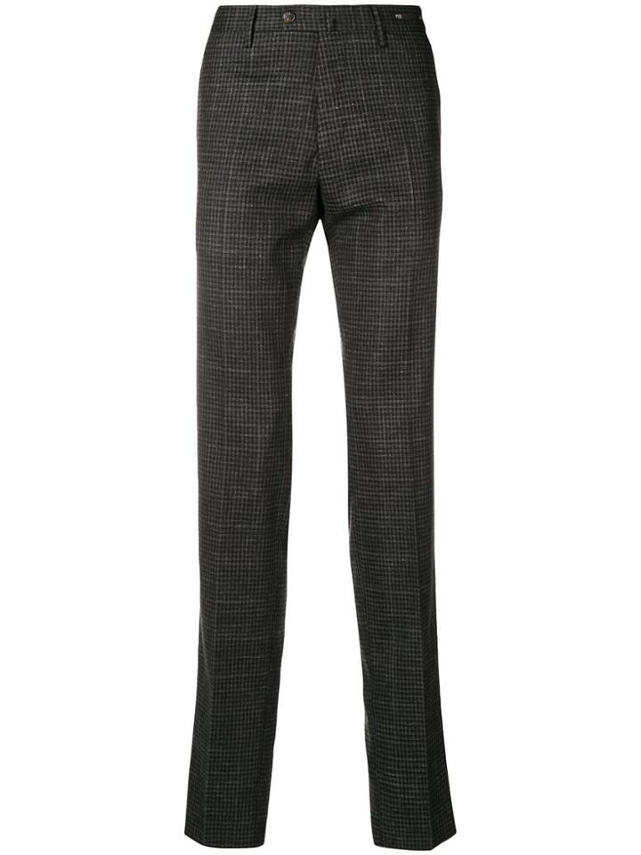 Pt01 Houndstooth Straight-leg Trousers - Grey