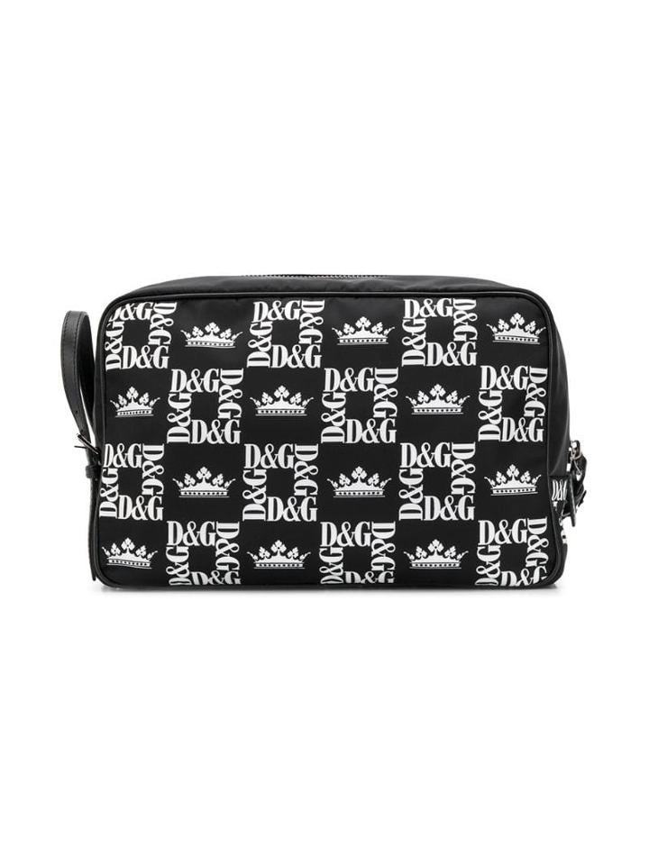 Dolce & Gabbana Logo Check-print Wash Bag - Black