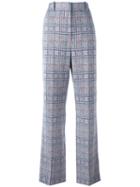 Céline Plaid Flared Trousers, Women's, Size: 40, Cotton/polyester