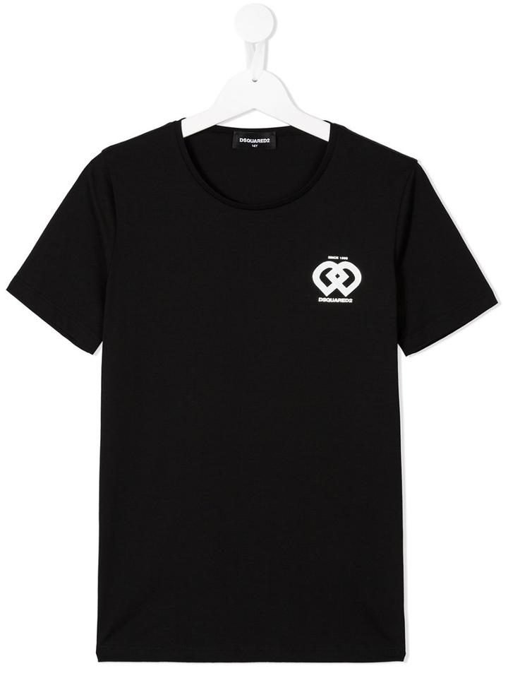 Dsquared2 Kids Chest Print Logo T-shirt, Girl's, Size: 14 Yrs, Black