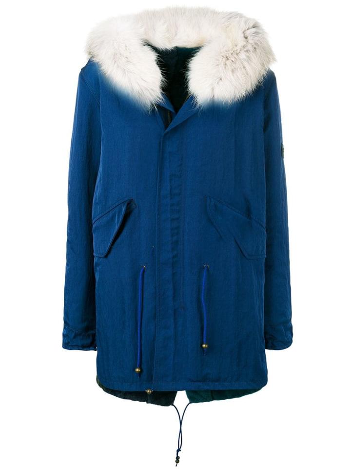 Mr & Mrs Italy Fur Trimmed Hood Parka - Blue