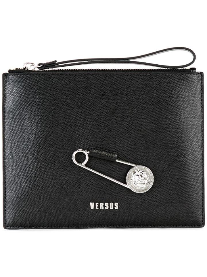 Versus Oversized Pin Detail Clutch - Black