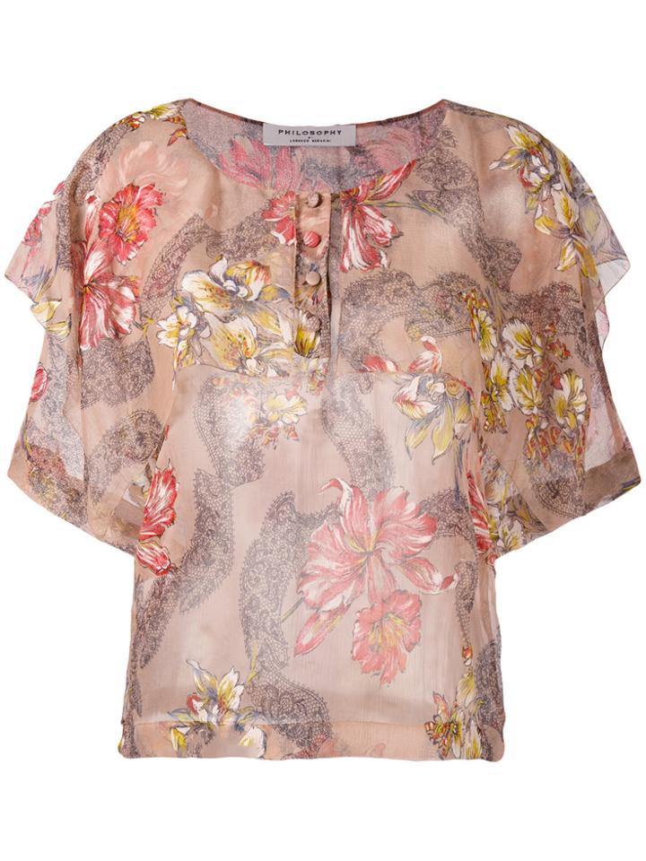 Philosophy Di Lorenzo Serafini Floral Print Blouse - Nude & Neutrals