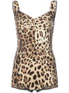 Dolce & Gabbana Leopard Print Bustier Bodysuit - Brown