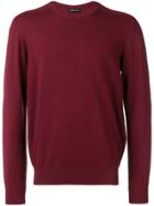 Emporio Armani Knitted Ribbed Detailed Jumper - Red