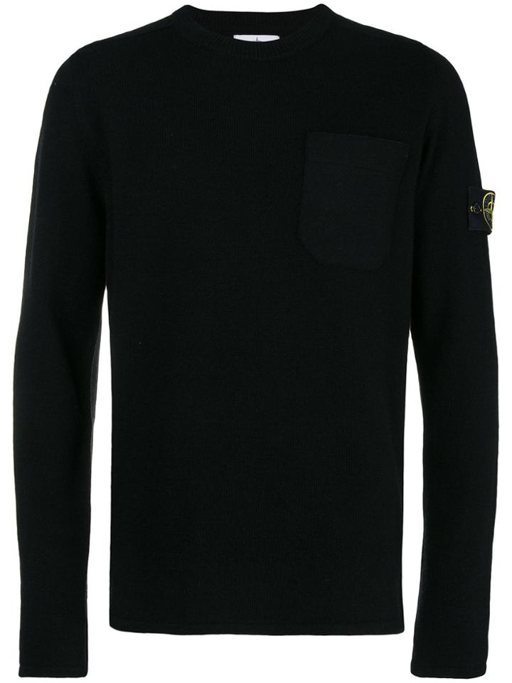 Stone Island Patch Pocket Knitted Sweater - Black