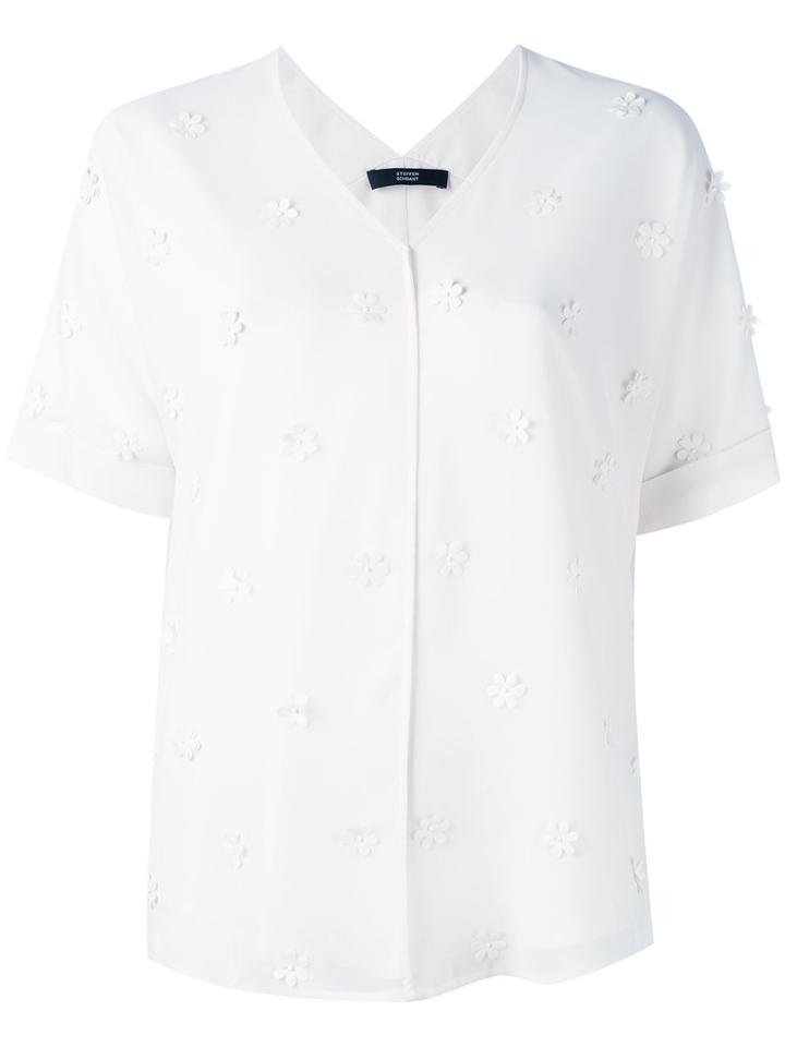 Steffen Schraut Flower Embellished Shirt, Women's, Size: 34, White, Polyester