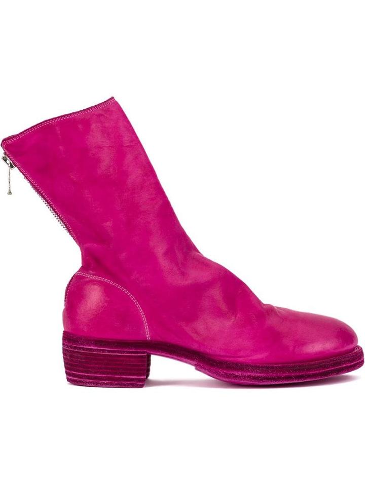 Guidi Rear-zip Fitted Boots - Pink