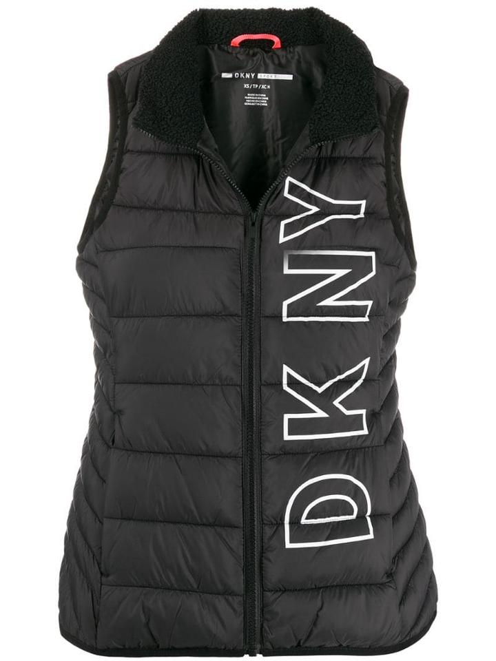 Dkny Logo Print Gilet - Black