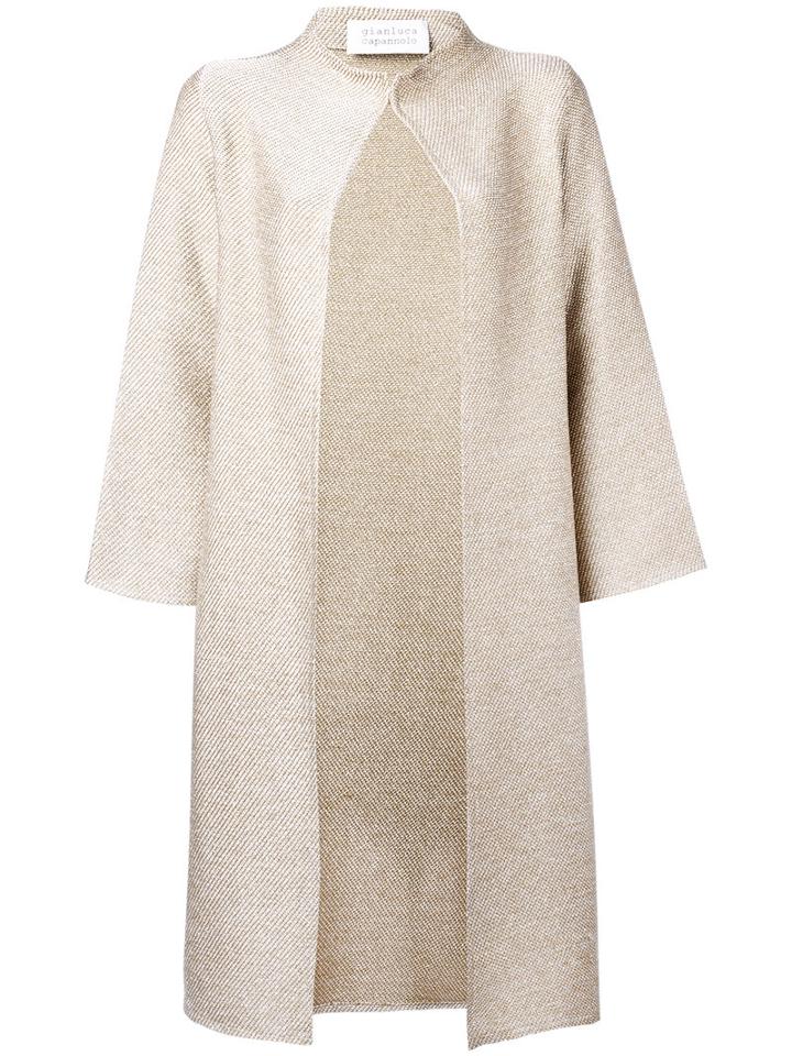 Gianluca Capannolo - Open-front Coat - Women - Nylon/polyester/acetate/viscose - M, Nude/neutrals, Nylon/polyester/acetate/viscose