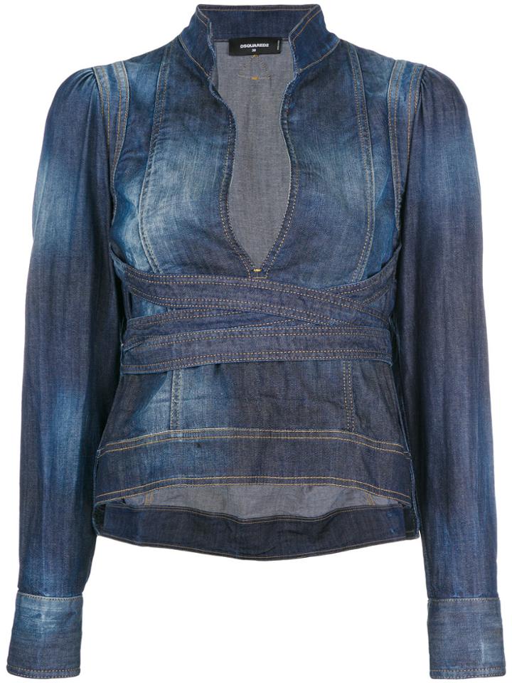 Dsquared2 Denim Shirt With Waist Tie - Blue