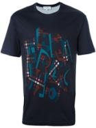 Salvatore Ferragamo Checked Logo Print T-shirt, Men's, Size: Xl, Blue, Cotton