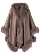 Liska Hooded Fur-trimmed Coat - Brown