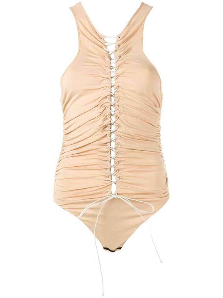 Unravel Project Lace-up Front Top - Neutrals